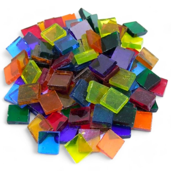 Tiffany glasmozaiek, 10 x 10 mm, 200 gr, transparant mix kopen?