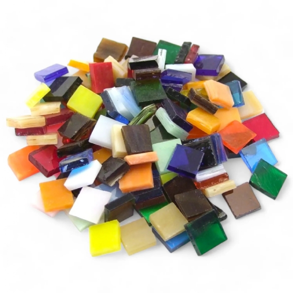 Tiffany glasmozaiek, 10 x 10 mm, 200 gr, bonte mix kopen?