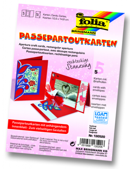 Wenskaarten passepartout rechthoek 5st kerstrood kopen?