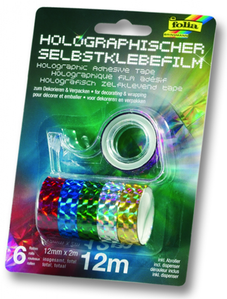 Holografisch tape assortiment 6 rolletjes met houder kopen?