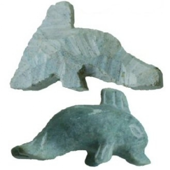 Braziliaans speksteen/zeepsteen sculptuur, 10 cm, dolfijn