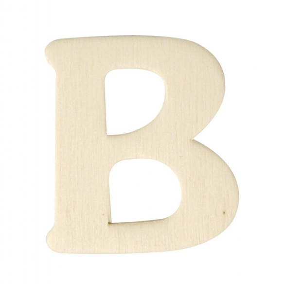 Houten letter, hoogte 4 cm, dikte 2 mm, B