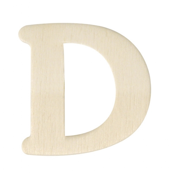 Houten letter, hoogte 4 cm, dikte 2 mm, D