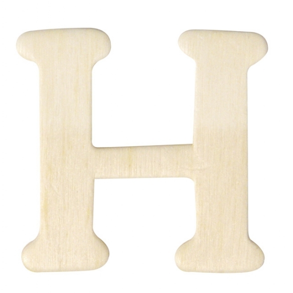 Houten letter, hoogte 4 cm, dikte 2 mm, H