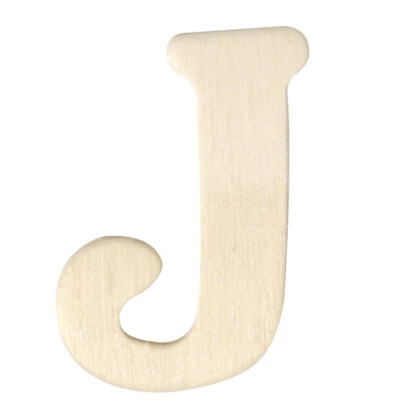 Houten letter, hoogte 4 cm, dikte 2 mm, J