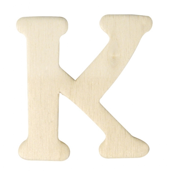 Houten letter, hoogte 4 cm, dikte 2 mm, K