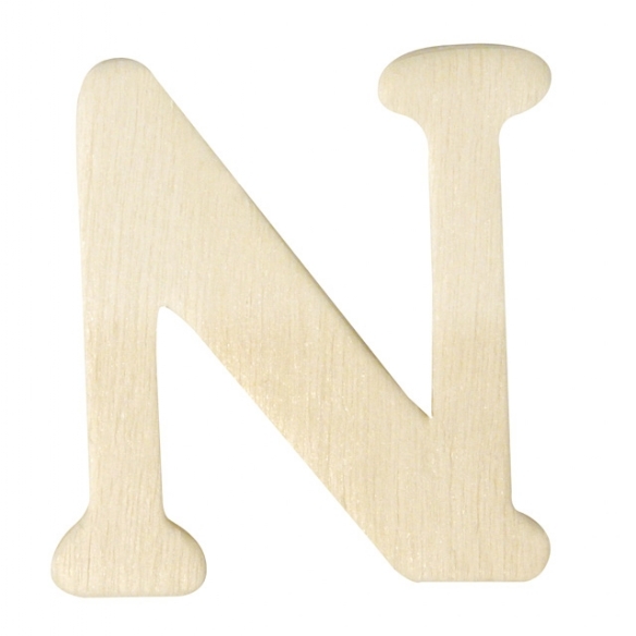 Houten letter, hoogte 4 cm, dikte 2 mm, N