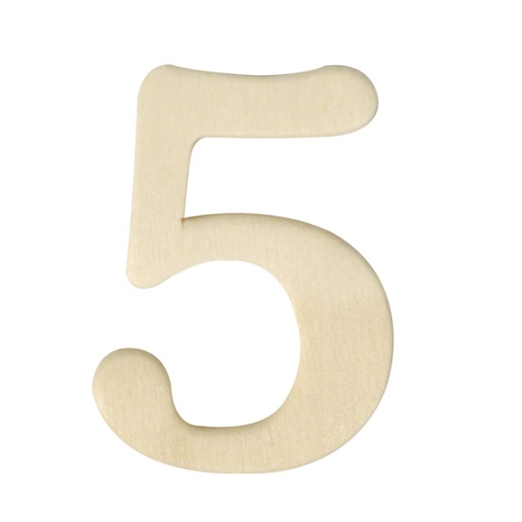 Houten cijfer, hoogte 4 cm, dikte 2 mm, 5 kopen?