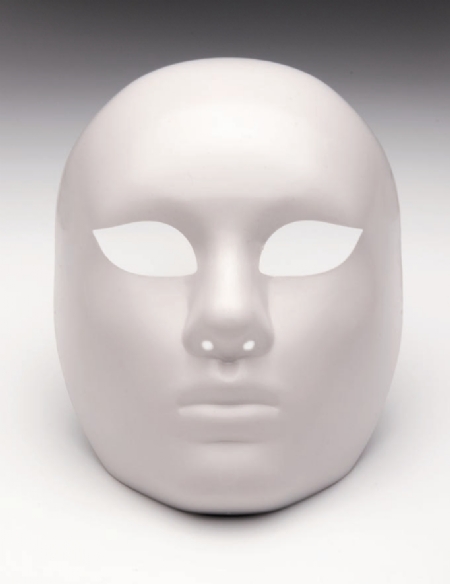 Venetiaans gezichtsmasker, wit kunststof, 23 cm