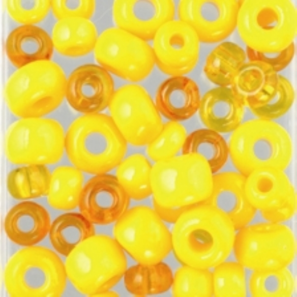 Glazen kralen/rocailles, 5 - 8 mm, 100 gram, Kleurmix geel
