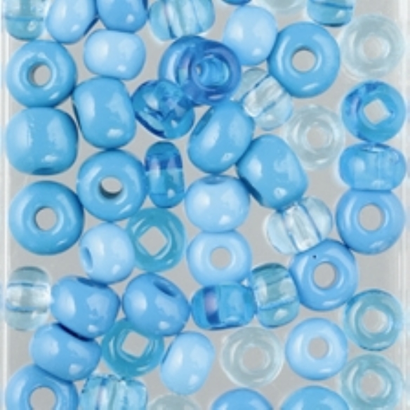 Glazen kralen/rocailles, 5 - 8 mm, 100 gram, Kleurmix lichtblauw kopen?