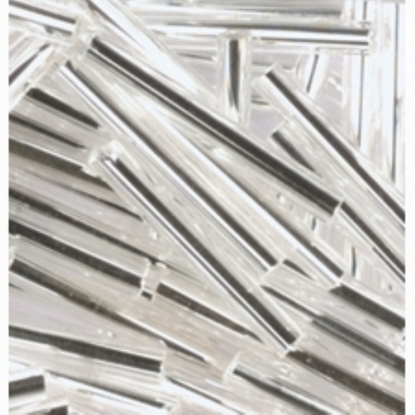 Glazen staafkralen met zilveren kern, 2x11mm, 100gr, zilver