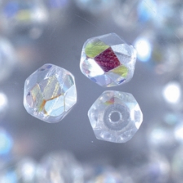 Glazen kralen/facetkralen, 6 mm, 50 stuks, kristal