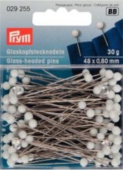 Glaskopspelden met witte knop 0,8mm 48mm 30 gram kopen?