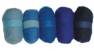 Bhedawol/schapenwol, 5x25gr, blauwtinten