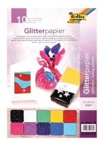 Glitterpapier 23x33cm 70gr assortiment 10 vel