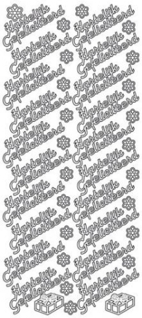 Stickervel hartelijk gefeliciteerd goud (groot)