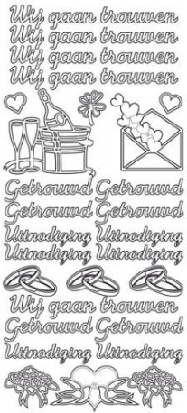 OP=OP Stickervel wij gaan trouwen/getrouwd/uitnodiging zilver