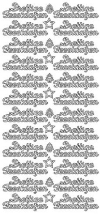 Stickervel prettige feestdagen zilver (groot)