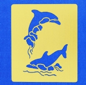 OP=OP Messing sjabloon 70x80mm dolfijnen