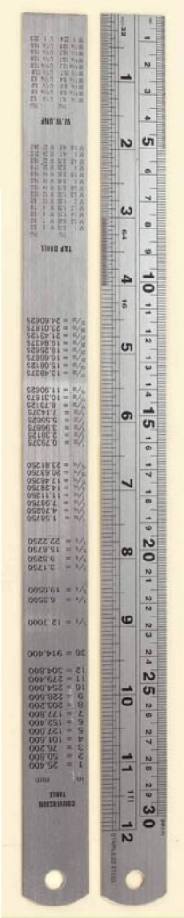 Voetmaat/voetstok, rvs meetlat, rvs liniaal, 30 cm