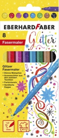 Glitterviltstiften, assortiment 8 stuks