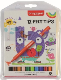 Bruynzeel Kids viltstiften, fijne punt, assortiment 12 st