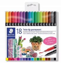 Staedtler permanentmarkers, dubbele punt, assortiment 18 stuks