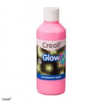 Creall glow in the dark verf, 250 ml, rood/roze