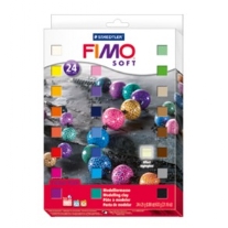 Fimo soft kunstklei, assortiment 24 halve blokjes