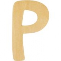 OP=OP Houten letter, hoogte 6 cm, dikte 2 mm, P