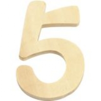 OP=OP Houten cijfer, hoogte 6 cm, dikte 2 mm, 5