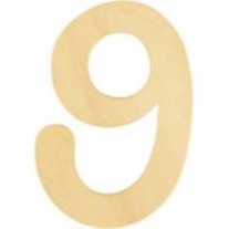 OP=OP Houten cijfer, hoogte 6 cm, dikte 2 mm, 9