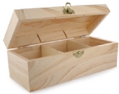 Houten theekistje, 3-vaks, 223x93x80mm