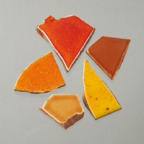 Keramische mozaiekstukjes, 20 tot 60mm, l kg, rood-mix