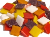 Glasmozaieksteentjes, 10x10 mm 200 gr rood-mix