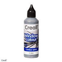 Creall-Glass windowcolour contour, 80ml zilver