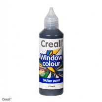 Creall-Glass stickerverf/windowcolour, 80ml. Zwart