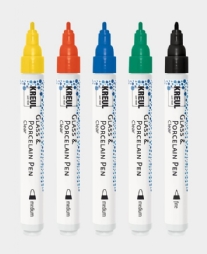 Glass and Porcelain Pen Clear, glasstiften, assortiment 5 stiften