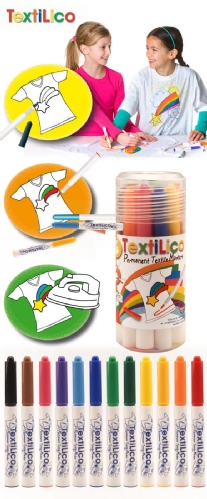Textilico textielstiften, assortiment 12 stuks