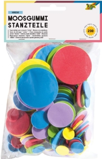 Crepla rubber/foam, stansdelen, 200 stuks, assortiment rondjes