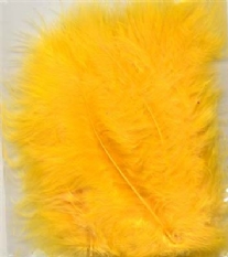 Marabou donsveren, 10-12 cm, 15 stuks, goudgeel