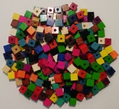 OP=OP Houten kralen, vierkant, 6 mm, 250 stuks, assortiment