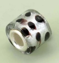 OP=OP Luenakraal, handgemaakte glaskraal met zilverkern, 10mm