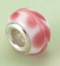 OP=OP Luenakraal, handgemaakte glaskraal met zilverkern, 10mm