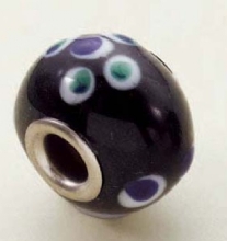 OP=OP Luenakraal, handgemaakte glaskraal met zilverkern, 10mm