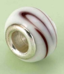 OP=OP Luenakraal, handgemaakte glaskraal met zilverkern, 10mm