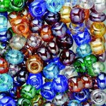 Glazen kralen/rocailles, 6 mm, 100 gram, transparant, assortiment
