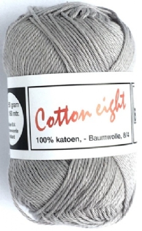 Cotton eight 8/4, katoenen breigaren/haakgaren, 50 gram, lichtgrijs