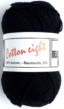Cotton eight 8/4, katoenen breigaren/haakgaren, 50 gram, zwart